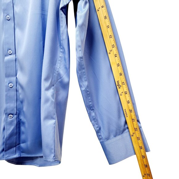 Shield-X Flex Blue Long Sleeve ButtonUp Shirt Silk Size L Design In Italy Mens - Picture 10 of 11